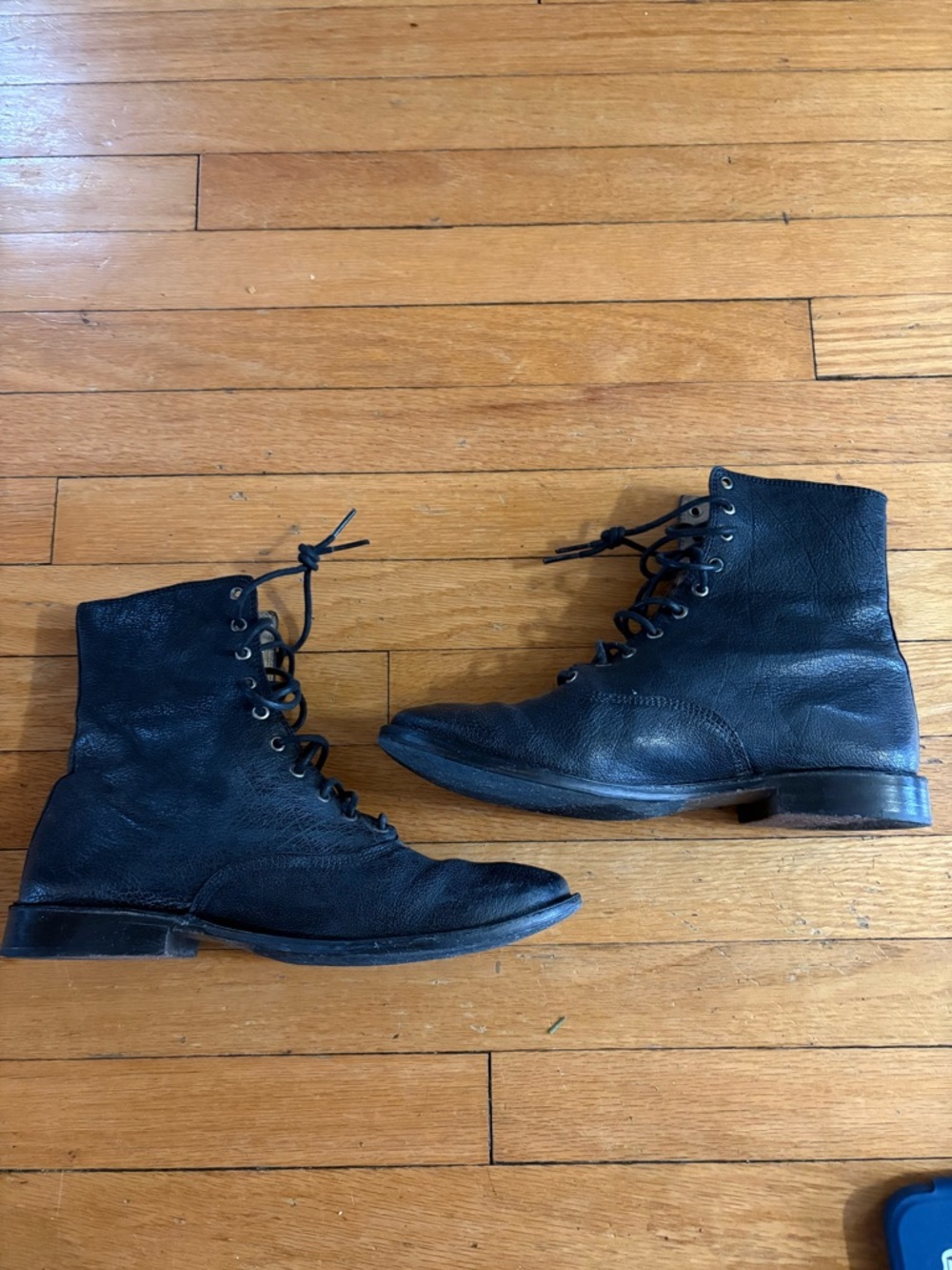 FRYE Paige Black Lace-Up Leather Combat Boots size 7